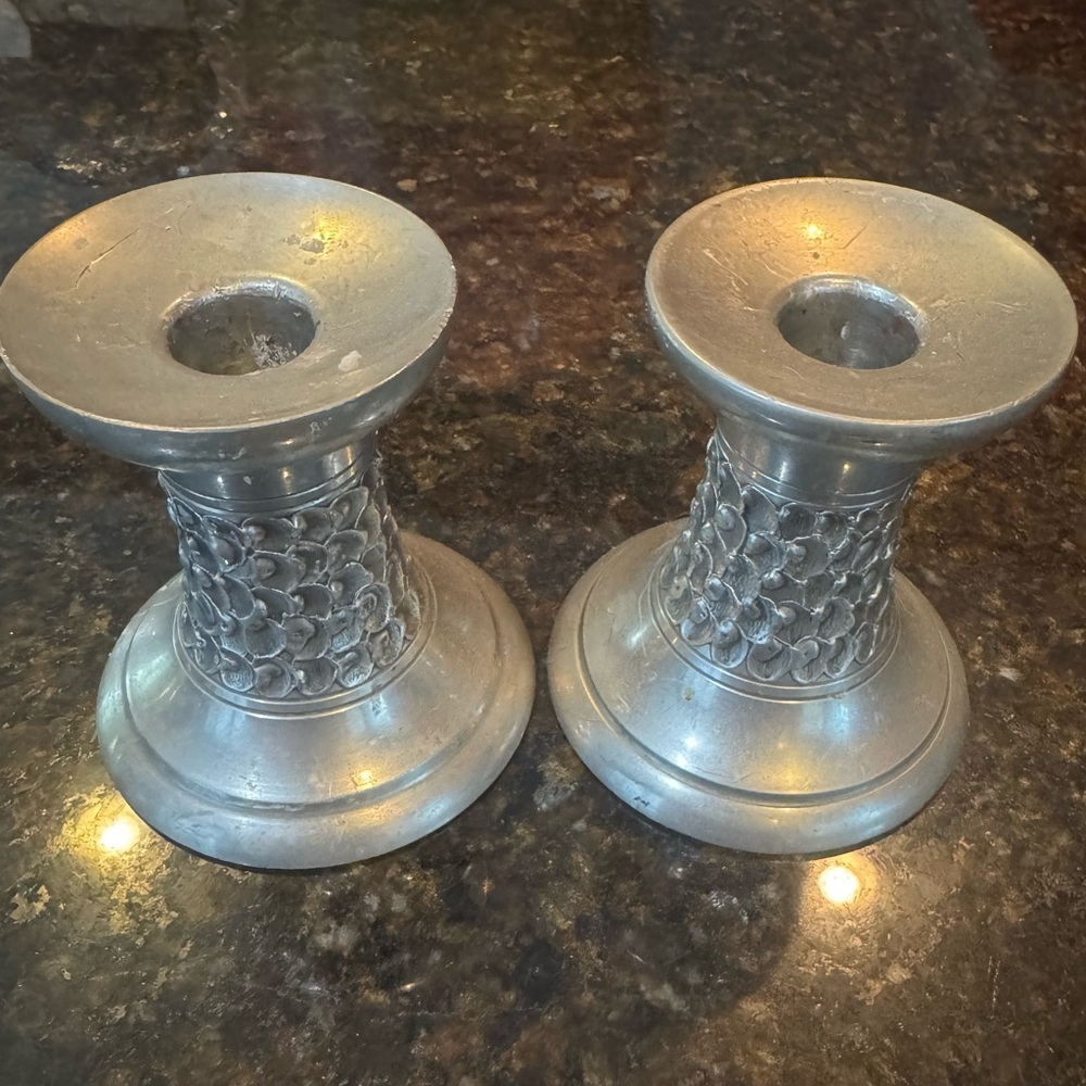 Elegant Pewter Candle Holders